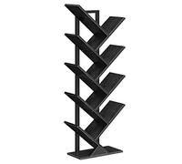 HOOBRO Estantería para árbol Alta, Estante para Libros de 8 Niveles, Libre de pie, Estantería Industrial con estantes de Madera, para Sala de Estar, Oficina en casa, Negro EBB08SJ01G1