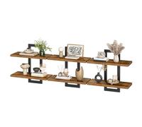 HOOBRO Estanterías Colgantes, Set de 3 Estantes de 38 cm, Estanterías para Montaje en Pared con 3 Repisas, Adecuados para Salas de Estar, Baños, Marrón Rústico y Negro EBF32BJP301