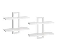 HOOBRO Estanterías de Pared, Juego de 2 Estanterías Colgantes de 38 cm, Montaje en Pared, 2 Niveles, para Sala de Estar, Dormitorio, Baño, Cocina, Blanco EWW32BJ01