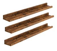 HOOBRO Estantes Flotantes, Juego de 3 Estantes de Pared, Estantes Colgantes de 90 cm, Borde Elevado y Soporte Invisible, para Baño, Dormitorio, Cocina, Oficina, Marrón Rústico EBF90BJ01