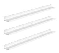 HOOBRO Estantes Flotantes, Juego de 3 Estantes de Pared, Estantes Colgantes de 90 cm, Borde Elevado y Soporte Invisible, para Baño, Dormitorio, Cocina, Oficina, Blanco EWT90BJ01