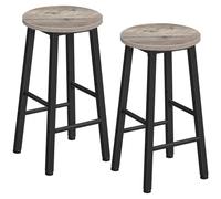 HOOBRO Juego de 2 Taburetes Altos de Bar, Sillas de Cocina y Comedor, con 2 Reposapiés de Distinta Altura, Pies Ajustables, Greige, Negro EBG07BY01G1N2