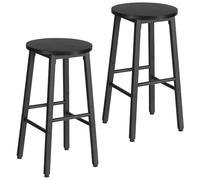 HOOBRO Juego de 2 Taburetes Altos de Bar, Sillas de Cocina y Comedor, con 2 Reposapiés de Distinta Altura, Pies Ajustables, Negro EBB07BY01G1N2