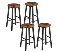 HOOBRO Juego de 4 Taburetes Altos de Bar, Sillas de Cocina y Comedor, con 2 Reposapiés de Distinta Altura, Pies Ajustables, Marrón Rústico, Negro EBF07BYP401G1