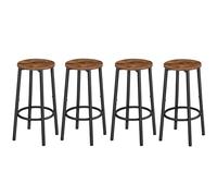 HOOBRO Juego de 4 Taburetes de Bar, Taburete de Encimera de Cocina con Reposapiés, Taburete de Bar de Estilo Industrial, Adecuado para Cocina, Restaurante, Marrón Vintage EBF03BYP401N1