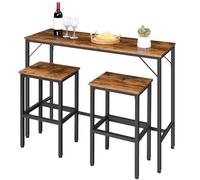 HOOBRO Juego de Mesa y 2 Taburetes de Bar, Estilo Industrial, Mesa de Comedor con 2 Asientos, para Sala de Estar, Cafetería, Cocina, Negro y Marrón Rústico EBF46BT01