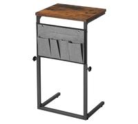 HOOBRO Mesa Auxiliar en Forma de C de Altura Ajustable (50-75 cm), Mesa para Sofá, con 5 Bolsillos de de Tela Oxford, para Sala de Esatar, Dormitorio, Baño, Marrón Rústico y Negro EBF77SF01