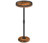 HOOBRO Mesa Auxiliar Redonda Pequeña, Mesa Martini, para Bebidas con Almohadillas, Altura Ajustable, para Sofá, Mesita de Noche, Salón, Dormitorio y Espacio Pequeño, Marrón Rústico y Negro EBF268BZ01