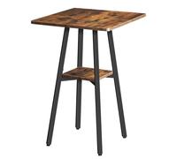 HOOBRO Mesa de Bar, Mesa Alta de 2 Niveles, Mesita de Cocina Pequeña con Almacenaje, para Sala de Estar, Fácil Montaje, Marrón Rústico y Negro EBF51BT01
