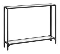 HOOBRO Mesa de Consola de Entrada, 100 cm, Con Cristal Templado, Aparador de Exposición para Salón, Pasillo, Negro Clásico y Transparente EBK04XG01