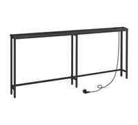 HOOBRO Mesa de Consola Estrecha con Toma de Corriente y Puerto USB, Mesa de Entrada con Estación de Carga, Mesa de Sofá, Mesa Auxiliar, para Entrada, Pasillo, Sala de Estar, Negro EBB185CXG01