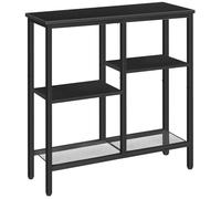 HOOBRO Mesa de Consola, Mesa Auxiliar Estrecha de 75 cm, Mesa Lateral para Sofá, Aparador de Entrada de Estilo Industrial de 4 Niveles, para Entrada, Salón, Pasillo, Negro EBB79XG01