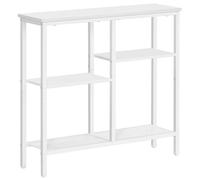 HOOBRO Mesa de Consola, Mesa Auxiliar Estrecha, Lateral para Sofá, Aparador de Entrada de Estilo Industrial de 4 Niveles, para Entrada, Salón, Pasillo, Blanco EWW79XG01