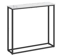 HOOBRO Mesa de Entrada de 75 cm, Consola de Entrada, Pequeña Mesa de Exposición para Sofá, Consola para Pasillo, Salón, Dormitorio, Recibidor, Blanco Mármol y Negro EBM76XG01
