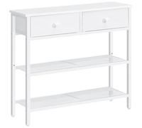 HOOBRO Mesa de Entrada de 75 cm de Largo, Mesa de Sofá de Estilo Industrial con Dos Cajones de Tejido no Textil, Consola con 3 Estantes, Dormitorio, Vestíbulo, Blanco EWW72XG01G1