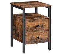 HOOBRO Mesita de Noche, Mesa de Noche, 2 cajones, 40 x 40 x 61 cm, Mesa Auxiliar, Estilo Industrial, habitación, fácil de Montar, marrón rústico EBF43BZ01G2