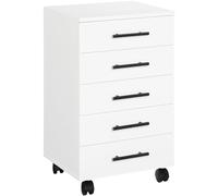 HOOBRO Mueble Archivador, Armario Móvil para Oficina con 5 Cajones y Archivador Colgante, 40 x 40 x 69 cm, Cómoda de Pecho, Diseño Industrial, Estilo Industrial, Blanco EWT05WJ01G1