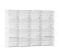 HOOBRO Mueble Zapatero, 16 Compartimentos, Modular Zapatero, Estantería de Plástico, con Puerta, Compartimento 40 x 30 x 30 cm, para Salón, Pasillo, Entrada, Dormitorio, Blanco EWW48SC01