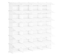 HOOBRO Mueble Zapatero, 24 Compartimentos, Modular Zapatero, Estantería de Plástico, con Puerta, Compartimento 40 x 30 x 30 cm, para Salón, Pasillo, Entrada, Dormitorio, Blanco EWT412SC01
