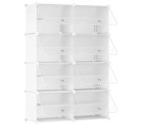 HOOBRO Mueble Zapatero, 8 Compartimentos, Modular Zapatero, Estantería de Plástico, con Puerta, Compartimento 40 x 30 x 30 cm, para Salón, Pasillo, Entrada, Blanco y Transparente EWW28SC01