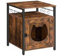 HOOBRO Gabinete para Gatos, Casa para Gatos, Nido para Gatos con 6 Ganchos Extraíbles, Gabinete de Arena para Mascotas, 50 x 50 x 66 cm, Multiusos, Marrón Vintage EBF05MW01