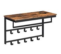 HOOBRO Perchero de Pared con Estante, Estantería de Pared con 10 Ganchos, Estante Mural de Almacenamiento, 60 x 30 x 42 cm, Pasillo, Entrada, Estilo Industrial, Marrón Rústico y Negro EBF60YM01