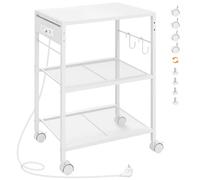 HOOBRO Soporte de Impresora, Carro de Impresora de 3 Niveles, Soporte de Impresora con Estación de Carga, Blanco EWW22CPS01