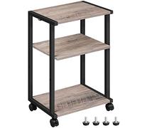 HOOBRO Soporte para Impresora, Carro de Impresora de Escritorio de 3 Estantes, con Pies Ajustables y Ruedas Bloqueables, para Oficina, Salón, Cocina, Estilo Industrial, Greige y Negro EBG28PS01N1