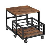 HOOBRO Soporte para Mini Refrigerador con cajón, Estantería Industrial con Ruedas y Pies Ajustables, Marco de Metal, para Hogar, Oficina, Dormitorio, Marrón Rústico y Negro EBF155TL01