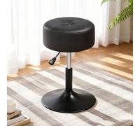 HOOBRO Taburete de Bar Redondo Giratorio y Ajustable en Altura, con Asiento Acolchado, Taburete de Tocador, Silla para Maquillaje, Cocina, Escritorio, para Dormitorio, Estudio, Negro EBB60BY01
