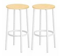 HOOBRO Taburetes de Bar, Taburete de Encimera de Cocina con Reposapiés, Taburete de Bar de Estilo Industrial, Adecuado para Cocina, Restaurante, Bar y Sala de Fiestas, Blanco y Natural EWN03BY01