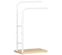 HOOBRO Toallero de Pie, Toallero de Baño con 2 Barra, 40 x 24 x 80,5 cm, Toallero Escalera, Blanco y Natural EWN24LB01G1