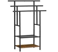 HOOBRO Toallero de Pie, Toallero de Baño con 3 Barras, Secador de Pie para Colchas, Ahorro de Espacio, Marrón Rústico y Negro EBF05LB01