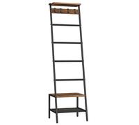 HOOBRO Toallero Escalera, Estantería para Mantas de * Niveles, para Salón y Dormitorio, con Ganchos, Marco de Metal, Forma de Jirafa, Estilo Industrial, Marrón Rústico y Negro EBF13CJ01
