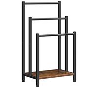 HOOBRO Toallero, Toallero de Pie, Toallero para Baño, con 3 Barras, Ahorra Espacio, Marco de Metal, para Mantas, Toallas, Bufandas, Estilo Industrial, Marrón Rústico y Negro EBF03LB01