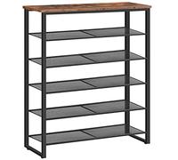 HOOBRO Zapatero de 6 Niveles, para 18-24 Pares de Zapatos, Amplio, Apto para Entrada, Aparador, Pasillo, Dormitorio, Estilo Industrial, Marrón Rústico y Negro EBF67XJ01G1
