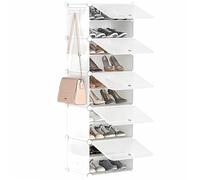HOOBRO Zapatero Modular con 5 Compartimentos, Mueble Zapatero, Estantería de Plástico, Cajas DIY, con Puerta, con Martillo, para Entrada, Armario, Pasilo, Blanco EWT11SC01G1