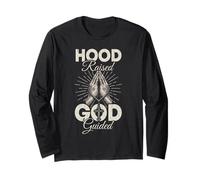 Hood Raised Dios Guiado Mano Espiritual Rezando Religioso Manga Larga