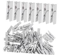 HOODANCOS 100 Piezas Pinzas de Madera para Fotos Clips Decorativos Plateados para Manualidades y Colgar Pared