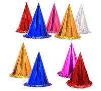 HOODANCOS 18 Sombreros de Fiesta de Cono para Cumpleaños con Purpurina de Papel, Cómodos Banda Elástica, Ideales Adultos en Celebraciones y Festivales Color Aleatorio
