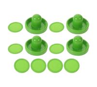 HOODANCOS 2 Juegos Empujadores de Mesa de Hockey de Aire de Plástico 96Mm Verde Claro 2 Unidades, Discos Redondos 64Mm 4 Piezas, Parches de Pelusa 2 Unidades Accesorios Repuestos para Hockey
