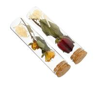 HOODANCOS 2 Piezas Botellas Pequeñas de Vidrio con Flores Secas Rosas Rojas y Amarillas Frascos de para Mensajes Regalos para Cumpleaños y Bodas Decoración Artesanal Versátil