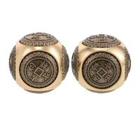 HOODANCOS 2 Piezas de Monedas de Latón Pequeñas para Liberar Estrés, Juego Giratorio de Seis Caras, Adorno Decorativo Artesanal para Escritorio, Adecuado para Personas Mayores y Decoración