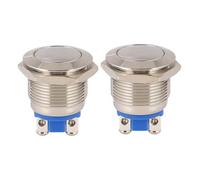 HOODANCOS 2 piezas Interruptor Pulsador Momentáneo de Acero Inoxidable Botón Redondo para Circuitos Relevadores y Uso Exteriores