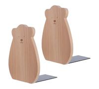 HOODANCOS 2 Piezas Sujetalibros de Madera Maciza en Forma de Oso para Escritorio de Oficina, Antideslizante Diseño Minimalista Nórdico para Novelas y Archivos