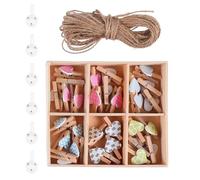 HOODANCOS 30 Piezas Pinzas Mini de Madera con Forma de Corazón para Fotos Resorte Fuerte para Decoración de Paredes Clips DIY para Colgar Cuadros y Decoración de Madera Cuartos Ligero y