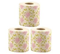 HOODANCOS 3rollos Papel Higiénico de Bambú con Impresión Floral Decorativos para Baño Diseño de Rosas Elegante para Ambientar y Uso Diario