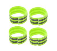 HOODANCOS 4 piezas Brazaletes Reflectantes Elásticos Verde Fluorescente para Correr Seguridad Nocturna Ajustables para Muñeca Tobillo y Mochila