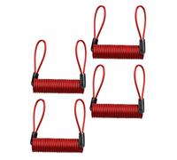 HOODANCOS 4 Piezas Cable de Bloqueo para Disco Bicicleta Cable de Acero Antirrobo Transparente Rojo Seguridad para Moto Scooter y Bicicleta