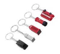 HOODANCOS 5 piezas Llavero Colección Londres Autobús Rojo Cabina Teléfono y Buzón Accesorio Resistente Diseño Detallado y Compacto para Regalo Souvenir Uk